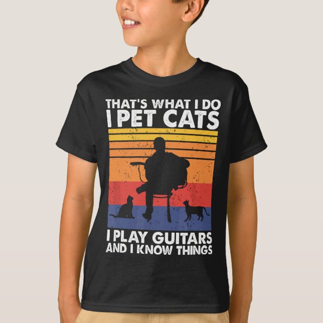 Camiseta Eso es lo que hago, Mascota gatos, toco guitares y (Anverso)
