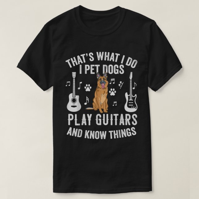 Camiseta Eso Es Lo Que Hago, Mascotas Perros Juegan Guitarr (Diseño del anverso)