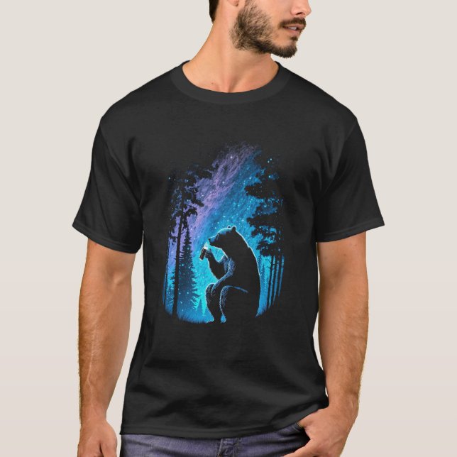 Camiseta Esoteric Bear drinking Beer Night Forest  4 (Anverso)
