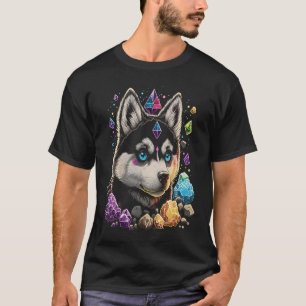 Camiseta Esoteric Husky Dog Crystals Cute Ilustracion 1