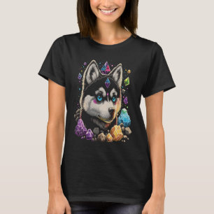 Camiseta Esoteric Husky Dog Crystals Cute Ilustracion 1