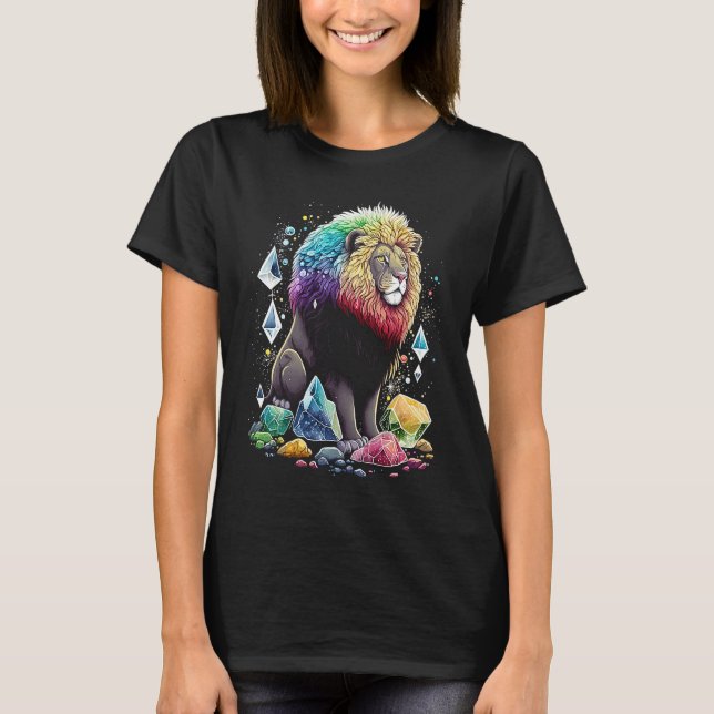 Camiseta Esoteric Lion Crystals Cute Illustration  2 (Anverso)