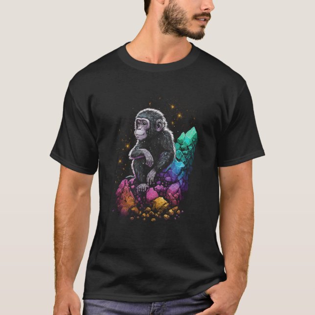 Camiseta Esoteric Monkey Ape Crystals Cute Ilustracion (Anverso)