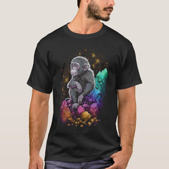 Camiseta Esoteric Monkey Ape Crystals Cute Ilustracion (Anverso)