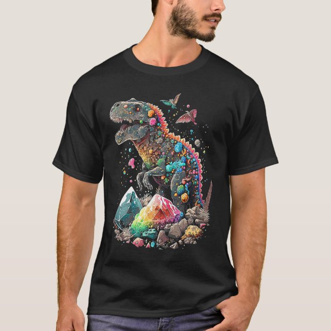 Camiseta Esoteric Rex Trex Crystals Cute Illustration Premi (Anverso)