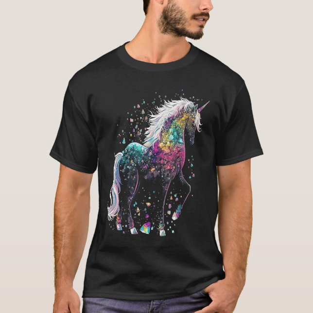 Camiseta Esoteric Unicorn Crystals Cute Illustration (Anverso)
