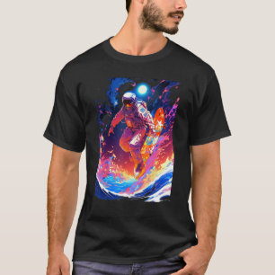 Camiseta Espaciador navegando por las olas de un planeta ex
