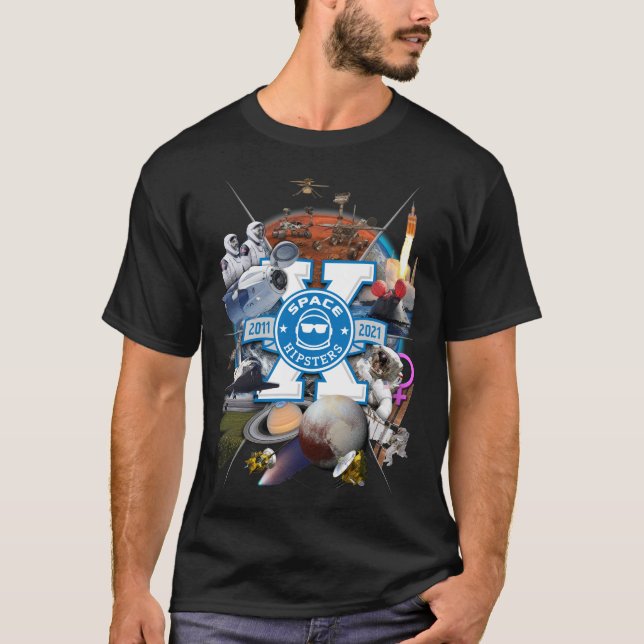 Camiseta espacial Hipsters® X Collage - Masculinos (Anverso)