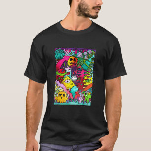 Camiseta Espacio Alien Doodle Art Cute Monster Illumina