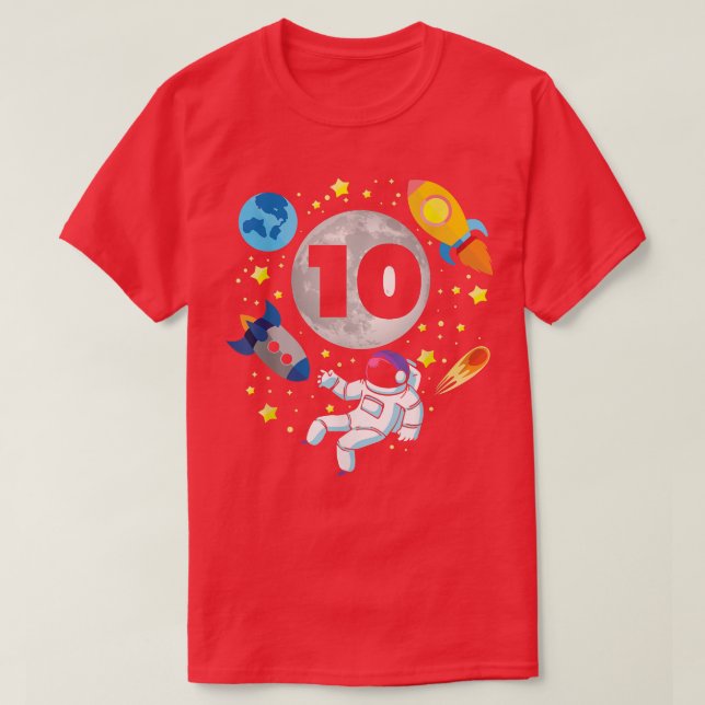Camiseta Espacio astronauta 10 cumpleaños niño cumpleaños d (Diseño del anverso)