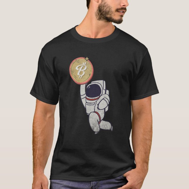 Camiseta Espacio astronauta B Arte criptográfico de Bitcoin (Anverso)