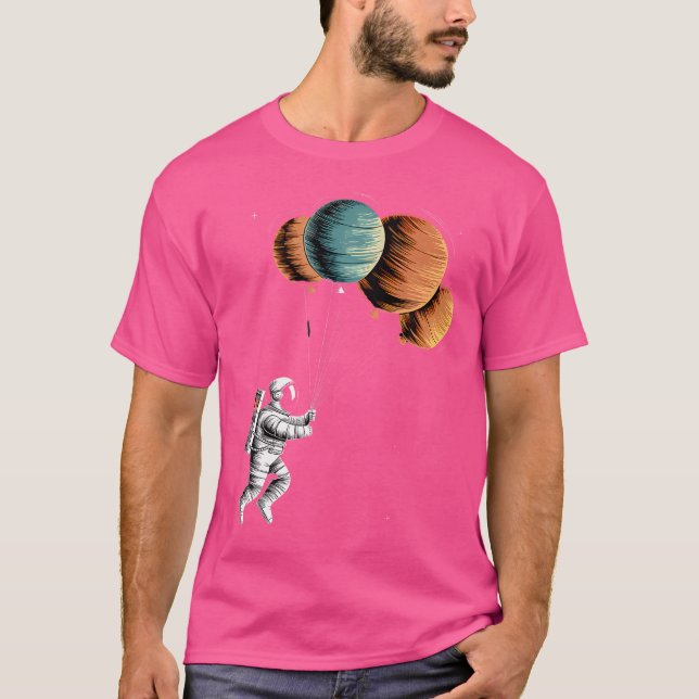 Camiseta Espacio astronómico de planetas astronautas retro  (Anverso)