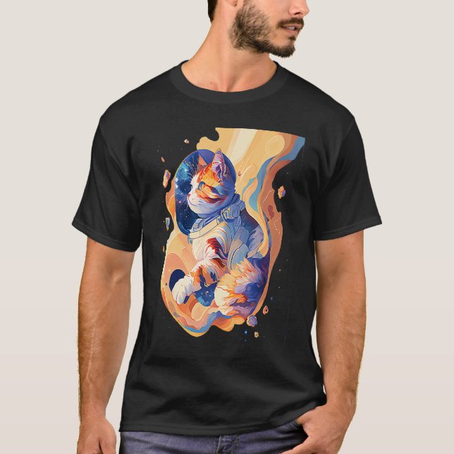 Camiseta Espacio Cósmico Del Gato Astrocat En La Galaxia (Anverso)