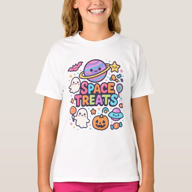 Camiseta Espacio Cute Halloween Trata Ropa Unisex (Anverso)
