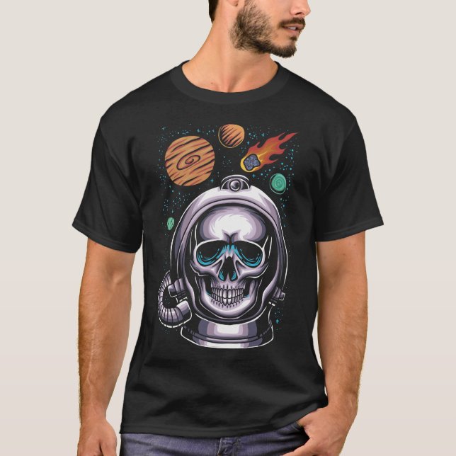 Camiseta Espacio de casco de cráneo de astronauta (Anverso)