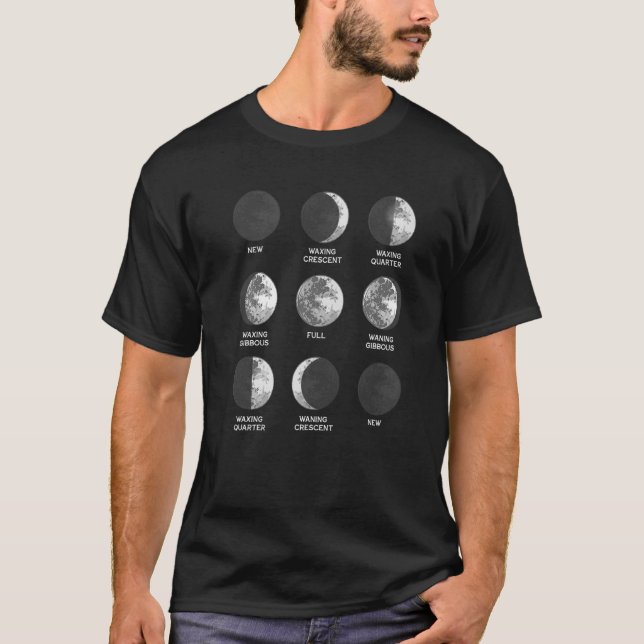 Camiseta Espacio de ciclo de fase lunar (Anverso)