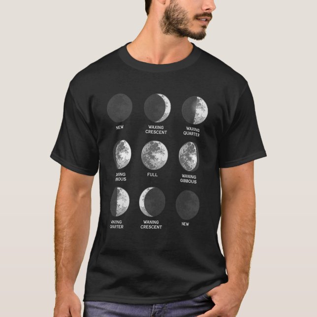 Camiseta Espacio de ciclo de fase lunar (Anverso)