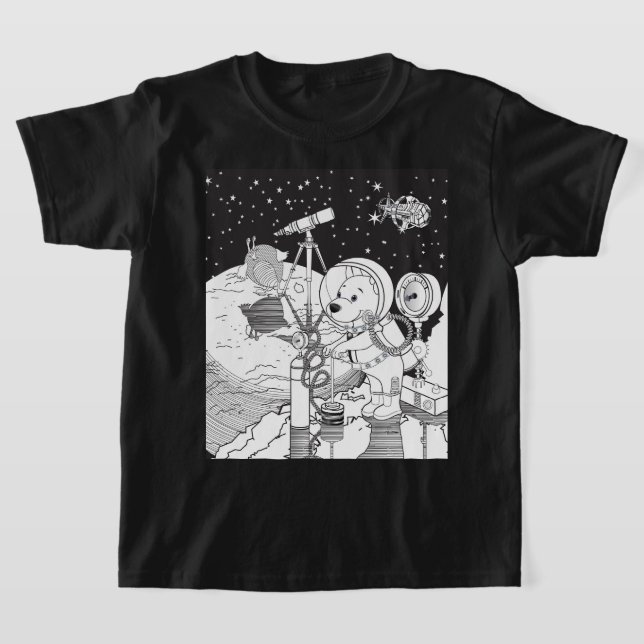 Camiseta Espacio de color con un cachorro astronauta (Distribución)