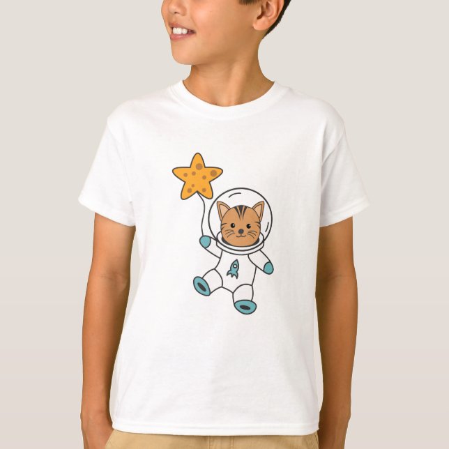 Camiseta Espacio de estrella de la luna del planeta del gat (Anverso)