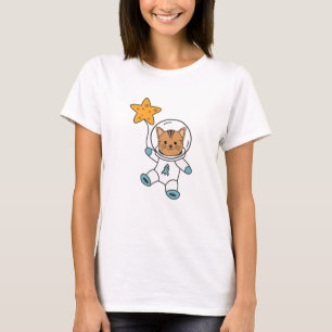 Camiseta Espacio de estrella de la luna del planeta del gat