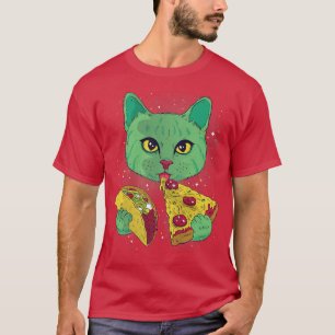 Camiseta Espacio De Gatos Astronauta Gato Gato Comer Pizza 