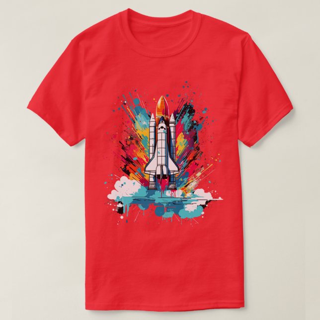 Camiseta Espacio de lanzamiento de cohete artístico regalos (Diseño del anverso)