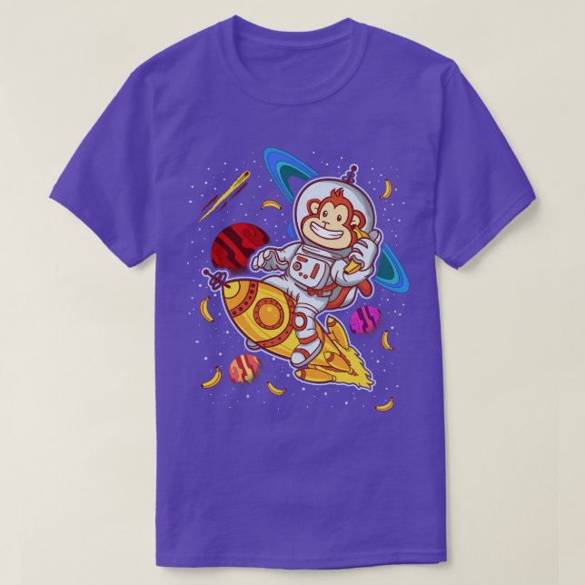 Camiseta Espacio de Mono Astronauta en Cohetes (Diseño del anverso)