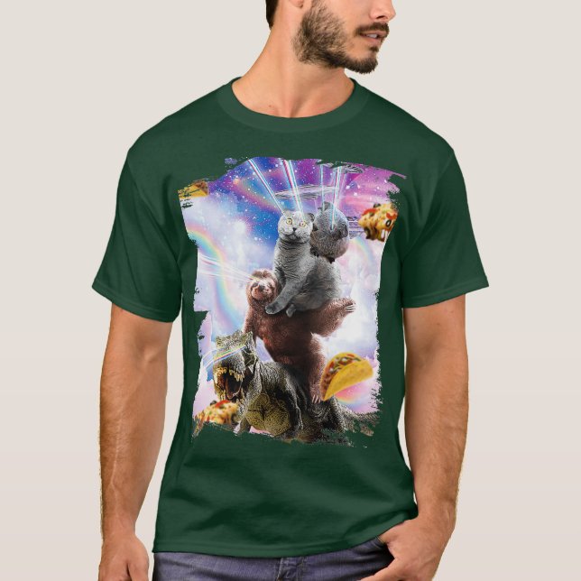 Camiseta Espacio de ojos láser Guinea Gato de cerdo Dinosau (Anverso)