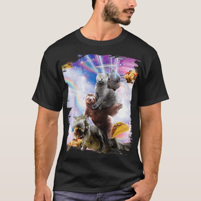 Camiseta Espacio de ojos láser Guinea Gato de cerdo Dinosau (Anverso)
