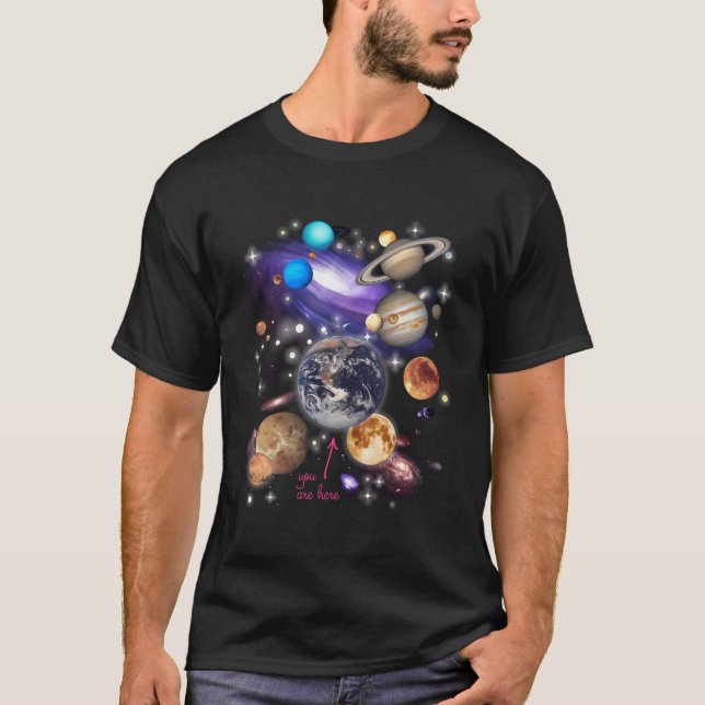 Camiseta Espacio de planetas de sistemas solares (Anverso)