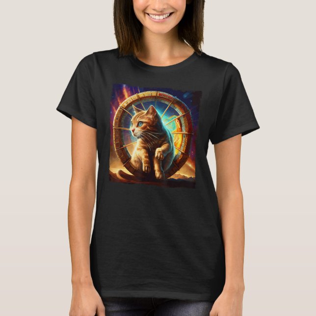 Camiseta Espacio Dinosaurio Gato (Anverso)