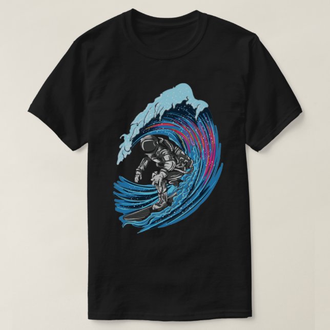 Camiseta Espacio elegante para los astronautas surfistas (Diseño del anverso)