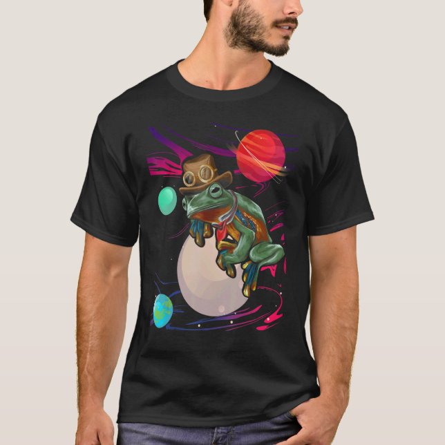 Camiseta Espacio estético de galaxia trippy de rana psicodé (Anverso)