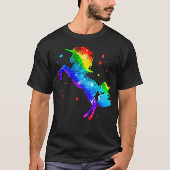 Camiseta Espacio estilo galaxia con estrellas de Unicornio  (Anverso)