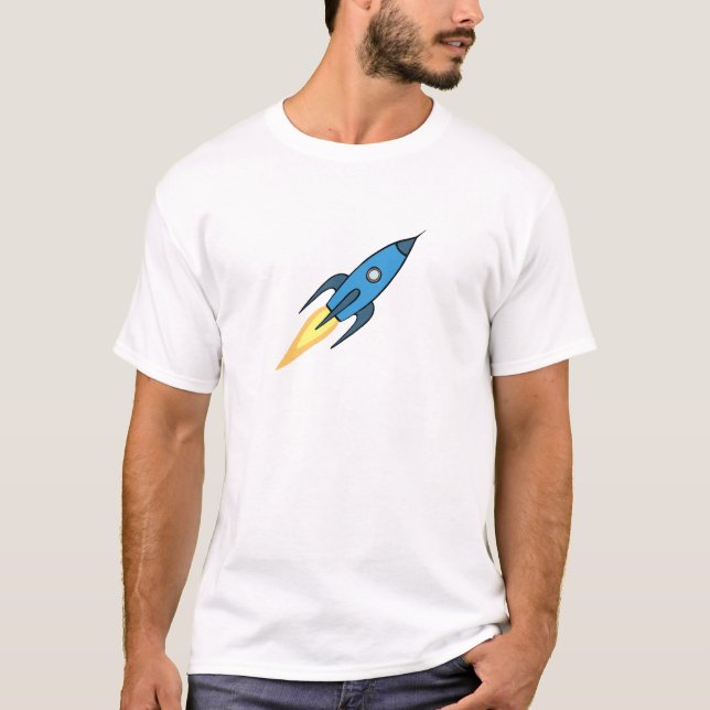 Camiseta Espacio exterior moderno simple de la nave azul de (Anverso)