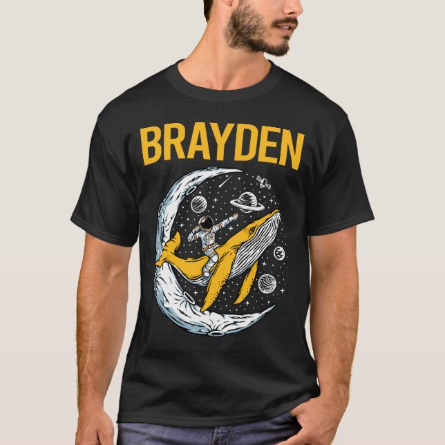 Camiseta Espacio feliz - Nombre de Brayden (Anverso)