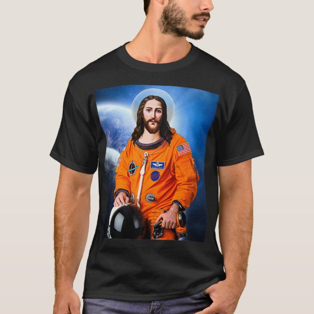 Camiseta Espacio Jesús Astronauta Ateo Ateísta Ciencia (Anverso)