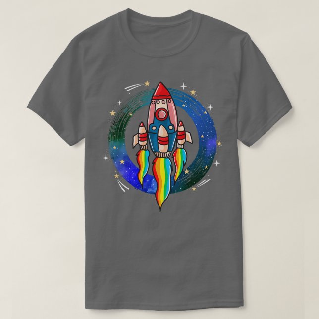 Camiseta Espacio retro de envío de cohetes Guay (Diseño del anverso)