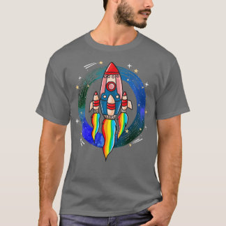 Camiseta Espacio retro de envío de cohetes Guay