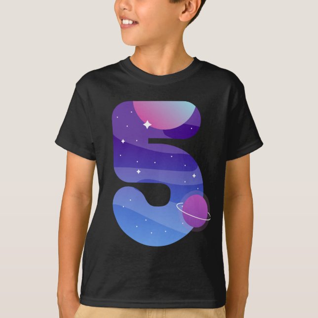 Camiseta Espacio Ultraterrestre 5 Años Planetas de cumpleañ (Anverso)