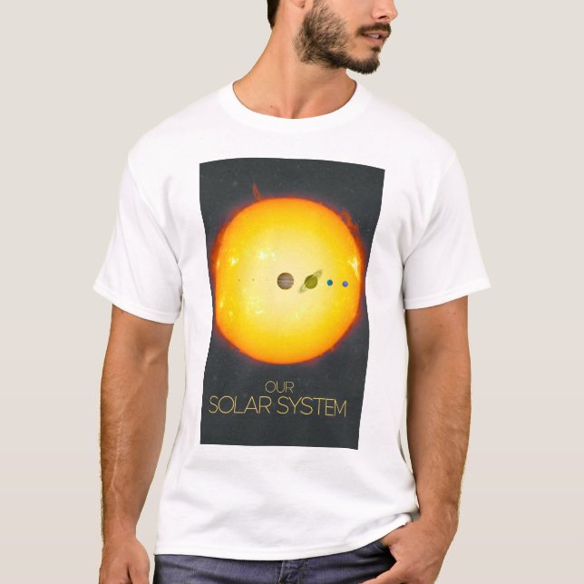 Camiseta Espacio ultraterrestre, sistema solar, sol y plane (Anverso)