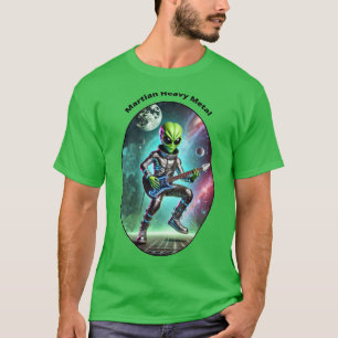 Camiseta Espacio vintage Alien Martian tocando la guitarra 