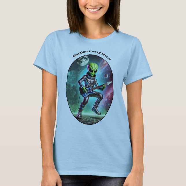 Camiseta Espacio vintage Alien Martian tocando la guitarra  (Anverso)