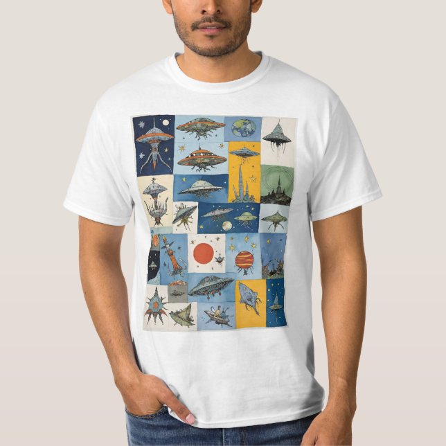 Camiseta Espacios Alien Funky Sci-Fi Retro (Anverso)