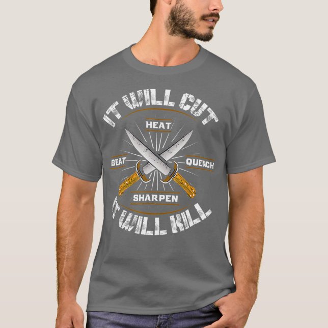 Camiseta Espada De Cuchillo Forjada De Fuego Cortará El Tee (Anverso)