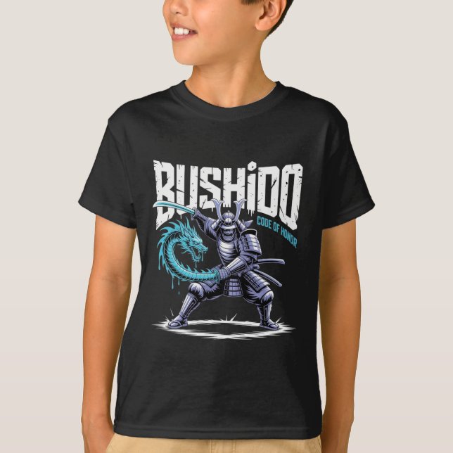 Camiseta Espada de dragón samurái Bushido Gráfica (Anverso)