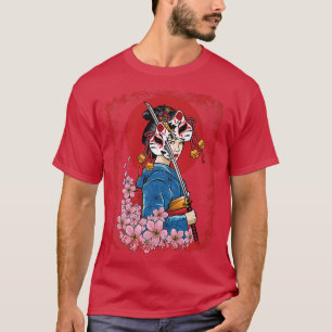 Camiseta Espada de máscara japonesa Geisha Japón 