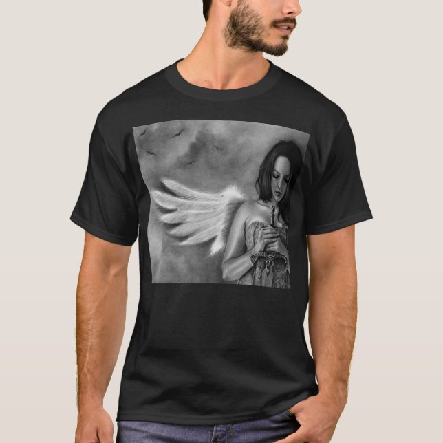 Camiseta Espada del chica del ángel del defensor (Anverso)