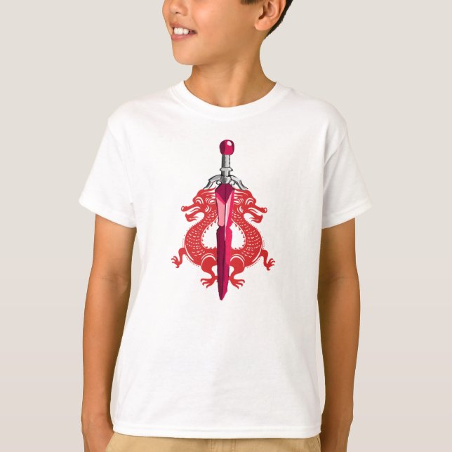 Camiseta Espada Dragón de Tormenta Teal Roja (Anverso)
