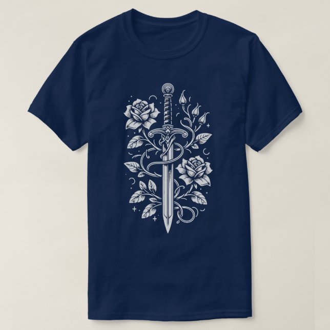 Camiseta Espada medievalcore con Rosas (Diseño del anverso)